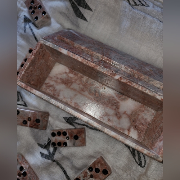 Pink zebra jasper marble/stone domino set - Picture 2 of 5